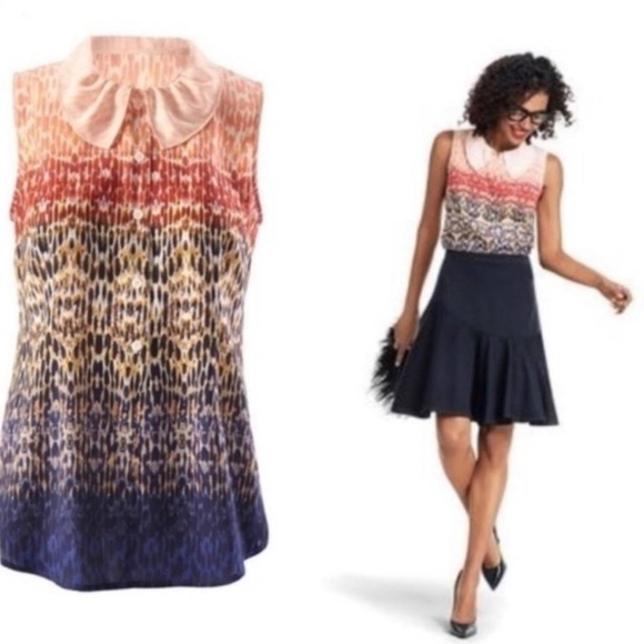 CAbi Tops - Cabi 3078 Love Popover Sleeveless Blouse Tank Top Peter Pan Collar Ombré Medium